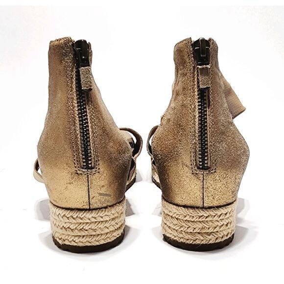 EILEEN FISHER Zoe Metallic Leather & Mesh Espadrille Platform Sandals 8.5 Shoes - Picture 6 of 7